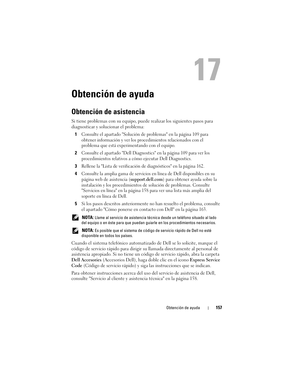 Obtención de ayuda, Obtención de asistencia | Dell Latitude D530 (Early 2008) User Manual | Page 157 / 192