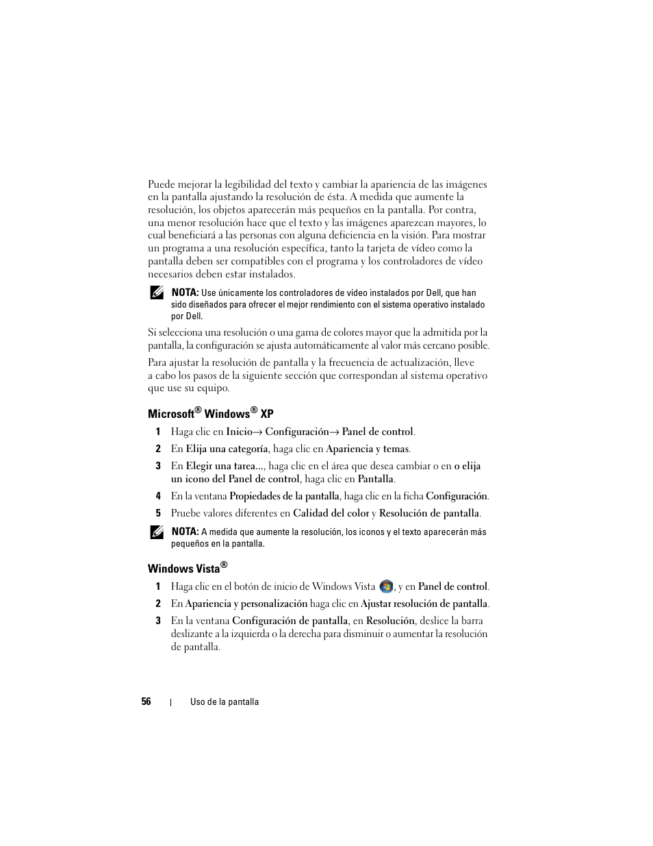 Microsoft® windows® xp, Windows vista, Microsoft | Dell Latitude D530 (Early 2008) User Manual | Page 56 / 192