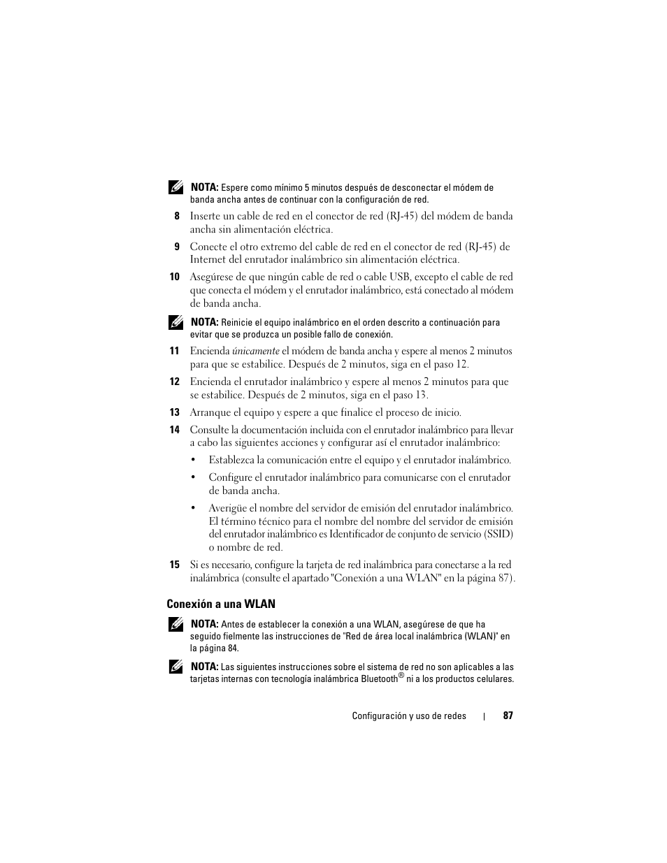 Conexión a una wlan | Dell Latitude D530 (Early 2008) User Manual | Page 87 / 192