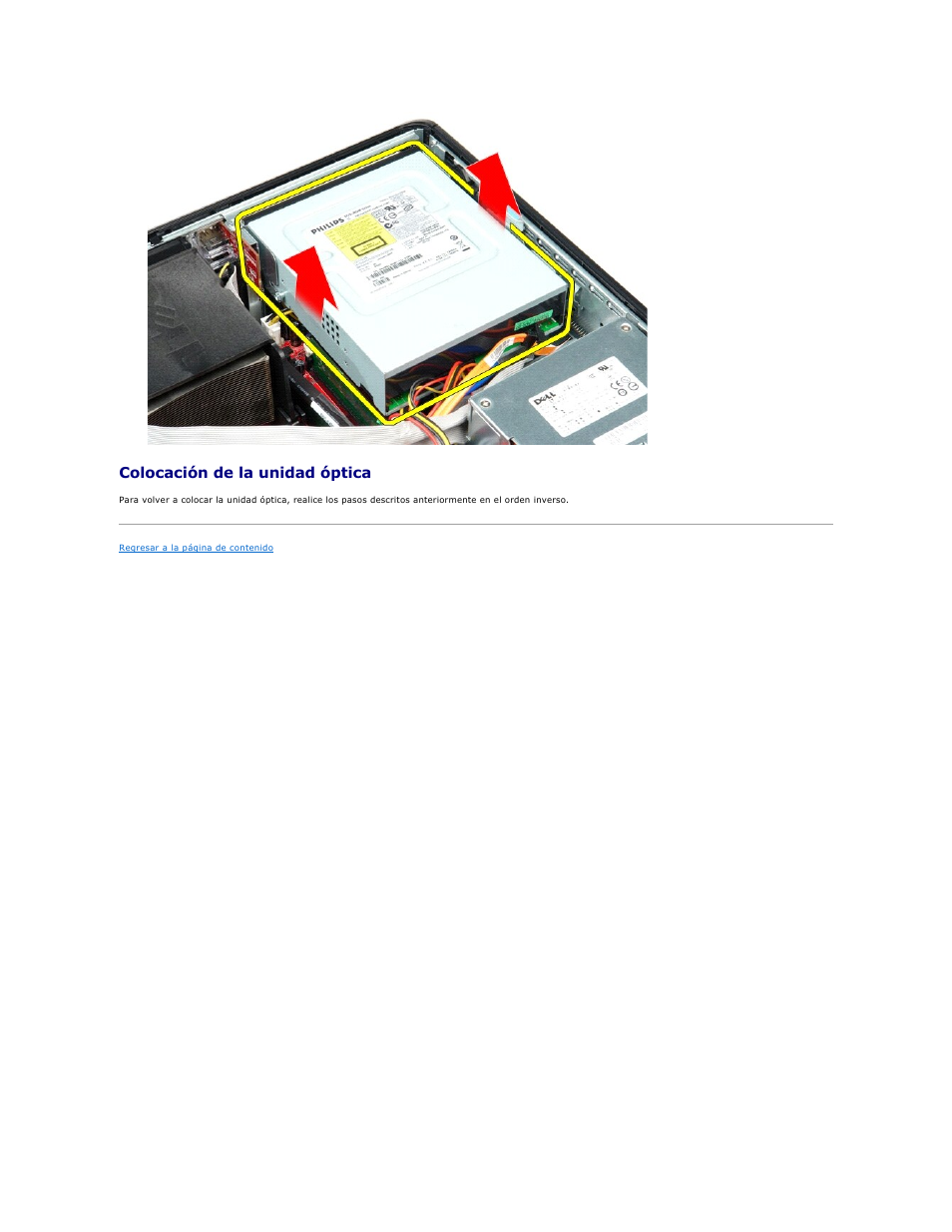 Colocación de la unidad óptica | Dell OptiPlex 580 (Early 2010) User Manual | Page 27 / 49
