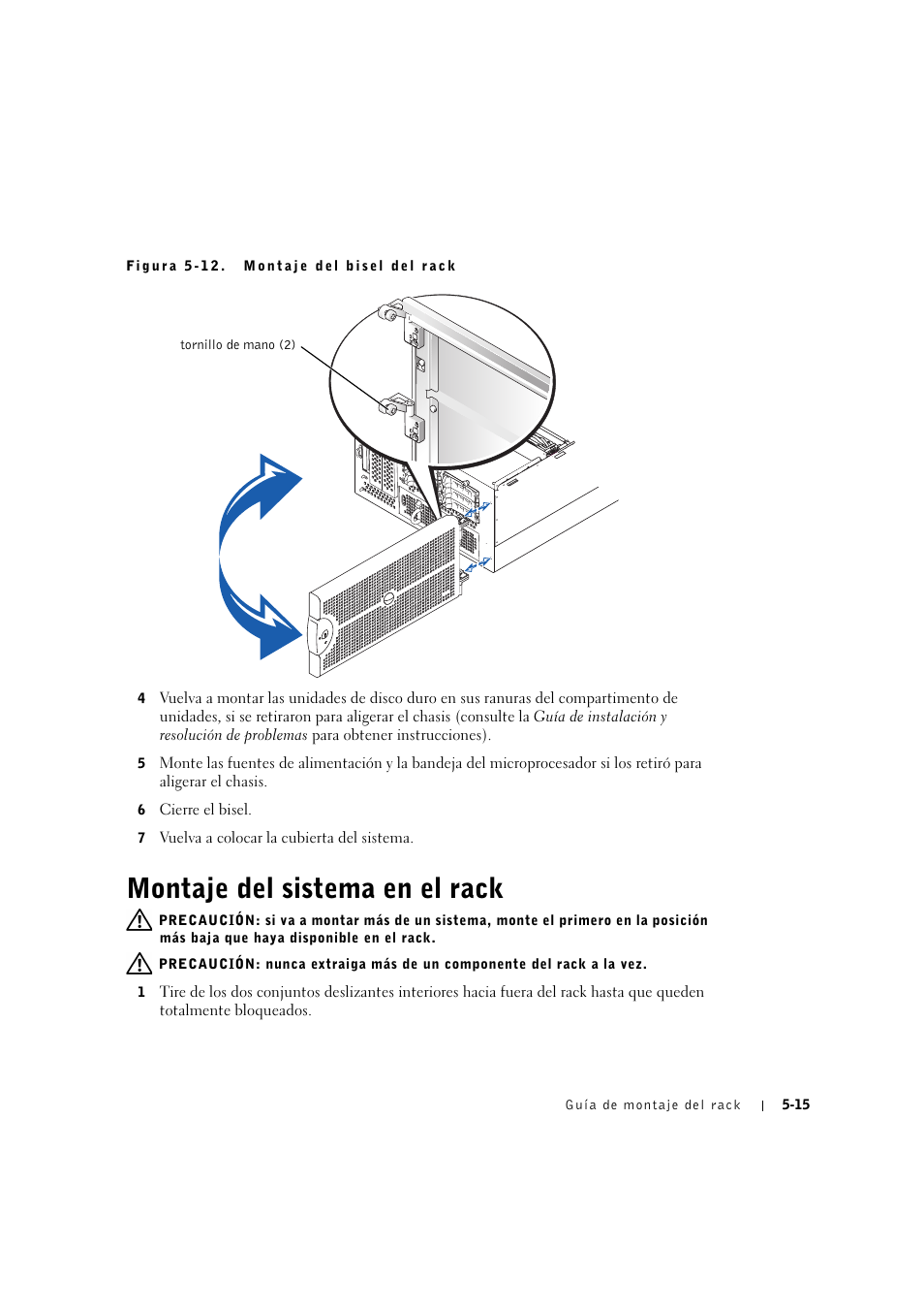 Montaje del sistema en el rack, Montaje del sistema en el rack -15 | Dell PowerVault 770N (Deskside NAS Appliance) User Manual | Page 121 / 126