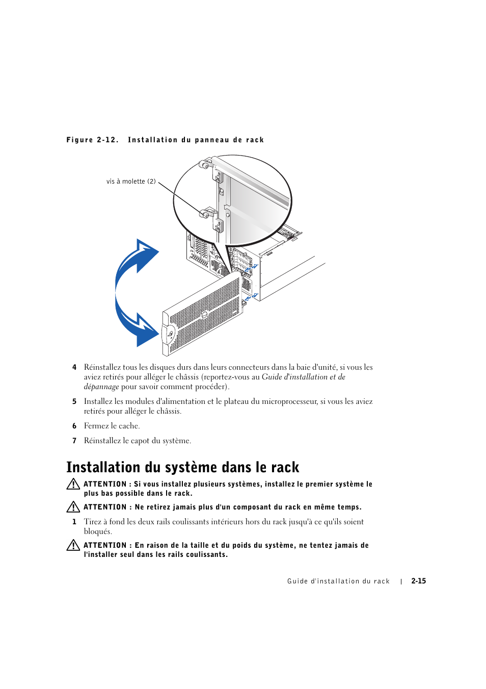 Installation du système dans le rack, Installation du système dans le rack -15 | Dell PowerVault 770N (Deskside NAS Appliance) User Manual | Page 45 / 126