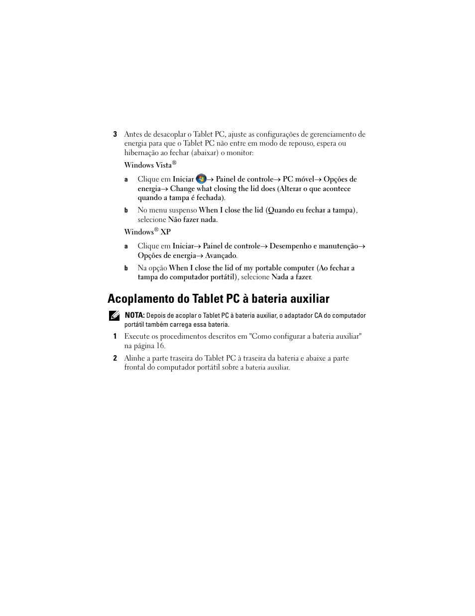 Acoplamento do tablet pc à bateria auxiliar | Dell Latitude XT2 (Early 2009) User Manual | Page 17 / 30