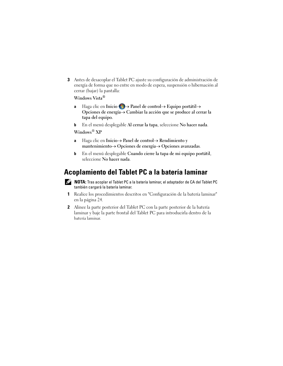 Acoplamiento del tablet pc a la batería laminar | Dell Latitude XT2 (Early 2009) User Manual | Page 25 / 30