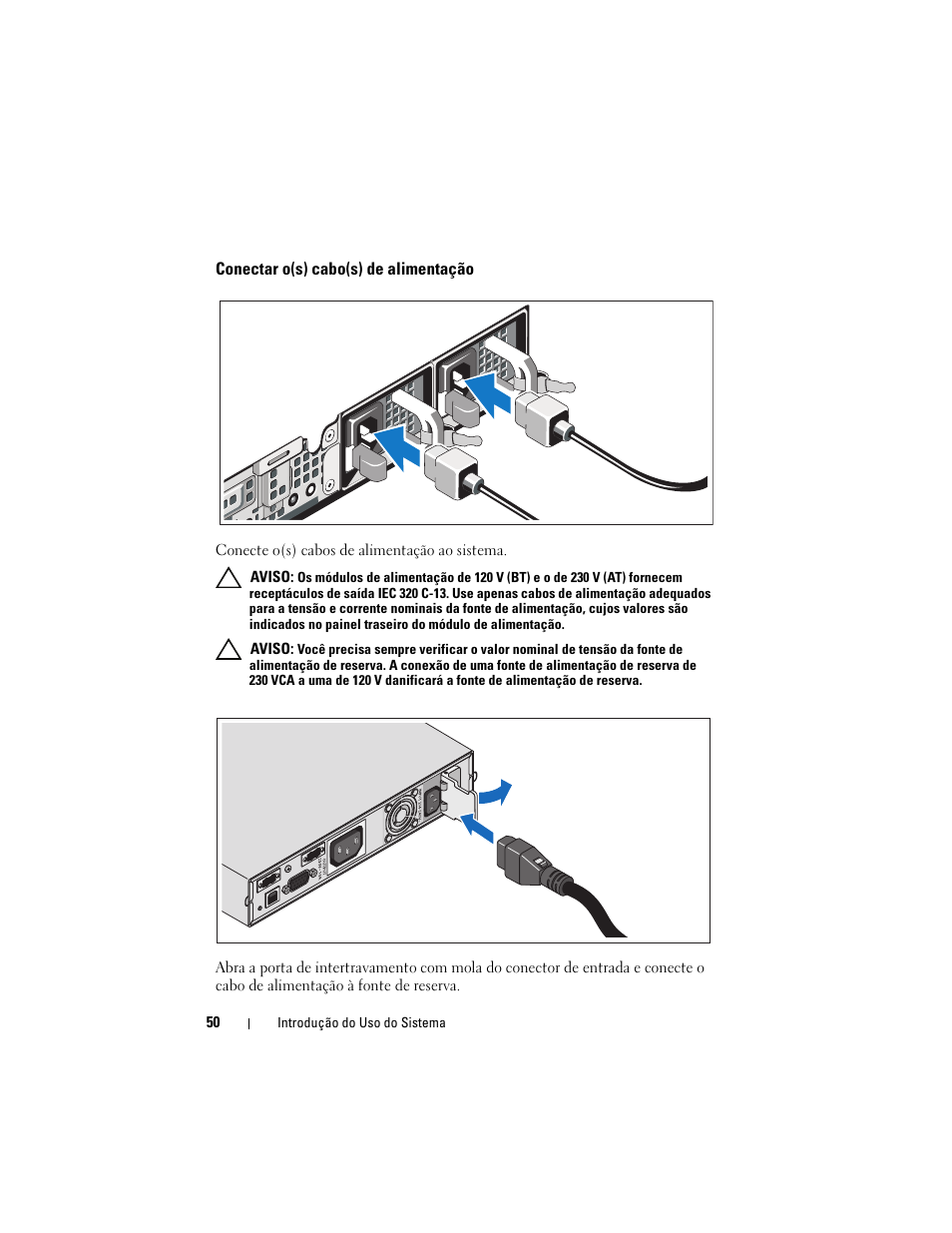 Conectar o(s) cabo(s) de alimentação | Dell PowerVault NX3500 User Manual | Page 52 / 86