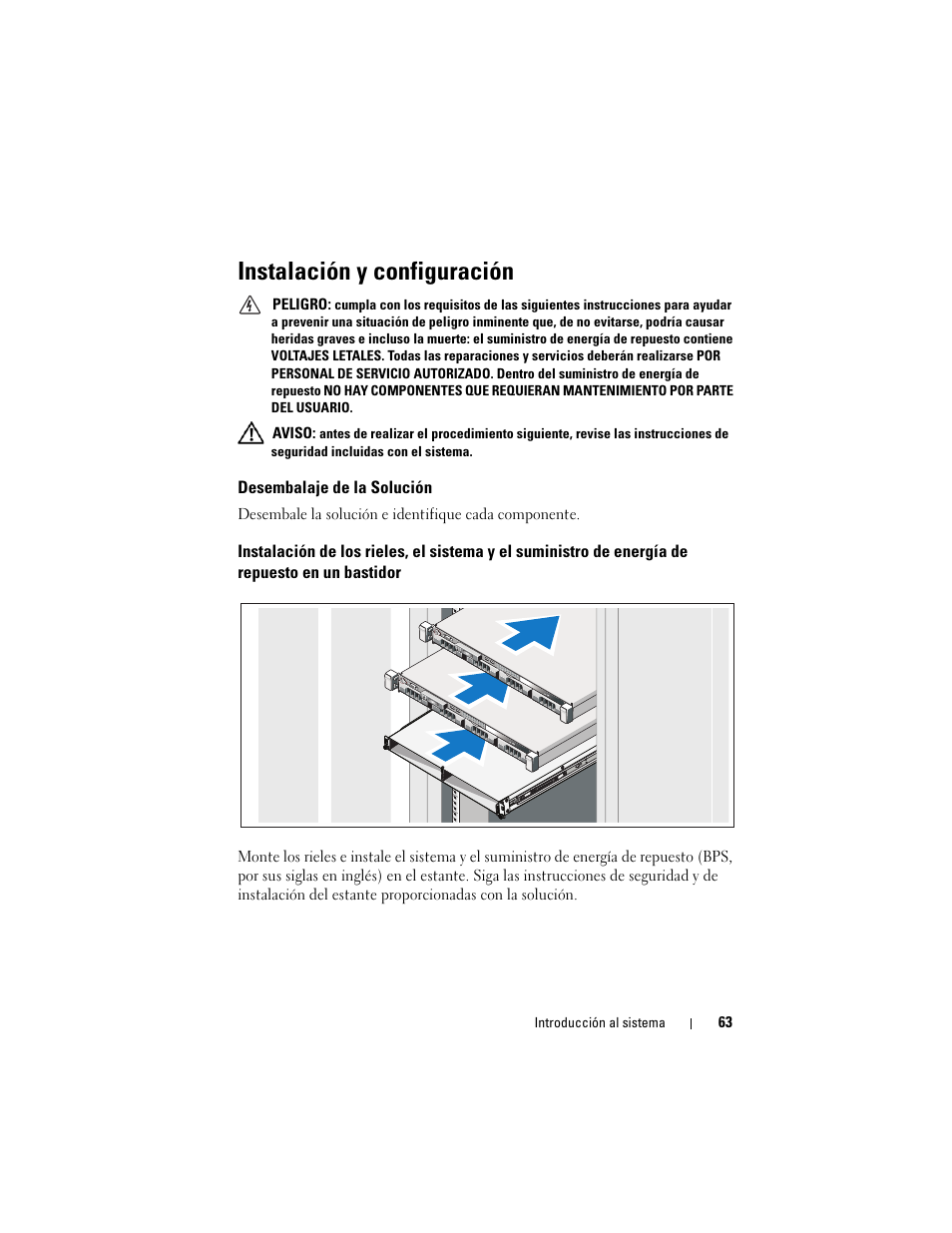 Instalación y configuración, Desembalaje de la solución | Dell PowerVault NX3500 User Manual | Page 65 / 86