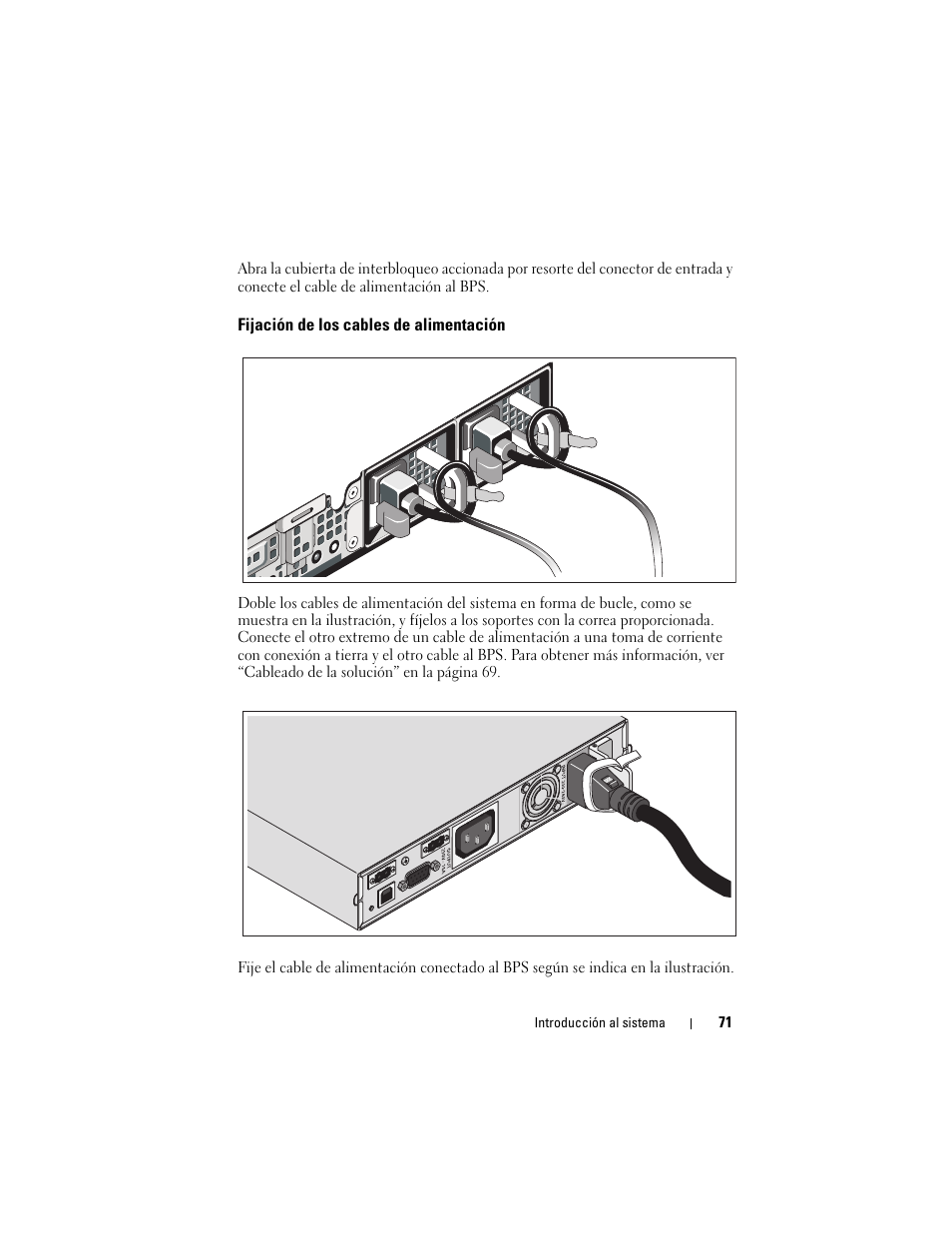 Fijación de los cables de alimentación | Dell PowerVault NX3500 User Manual | Page 73 / 86