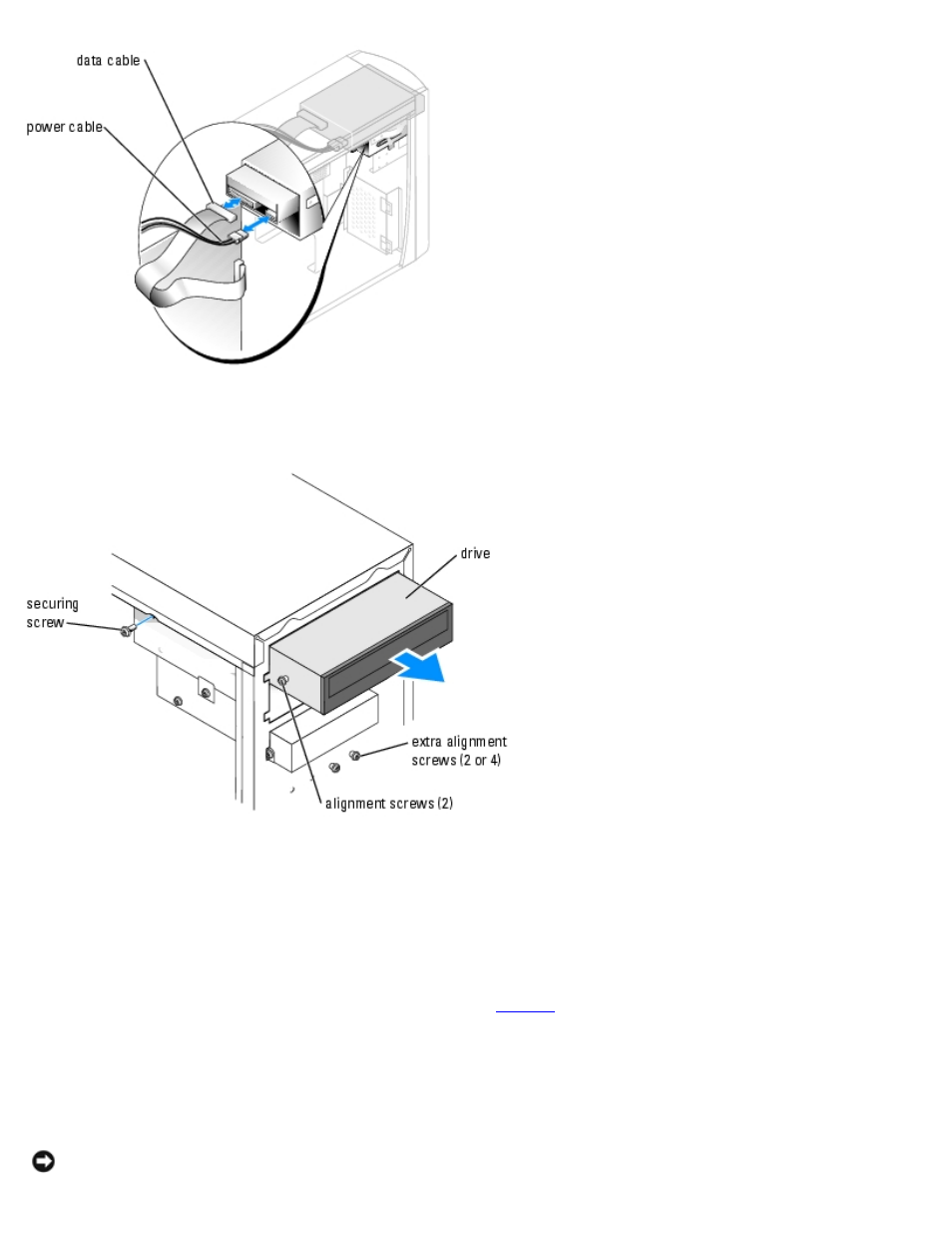 Installing a cd/dvd drive | Dell Dimension 1100/B110 User Manual | Page 41 / 54