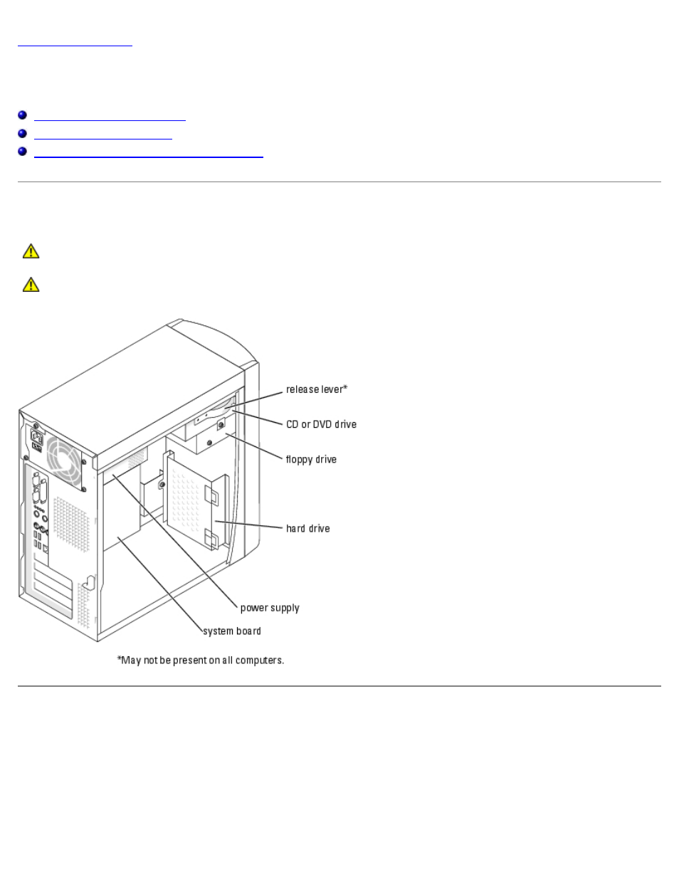 Technical overview, Inside view of your computer, System board components | Dell Dimension 1100/B110 User Manual | Page 5 / 54