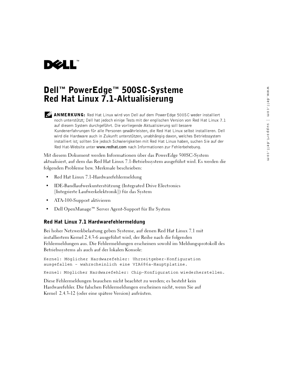 Red hat linux 7.1 hardwarefehlermeldung | Dell PowerEdge 500SC User Manual | Page 5 / 8
