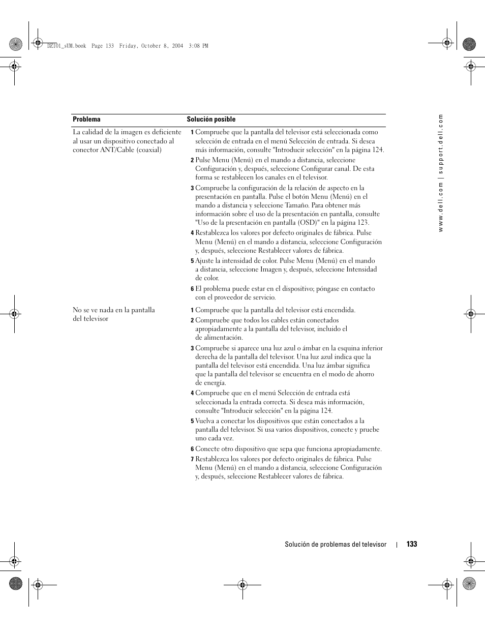 Dell LCD TV W4200 User Manual | Page 133 / 148