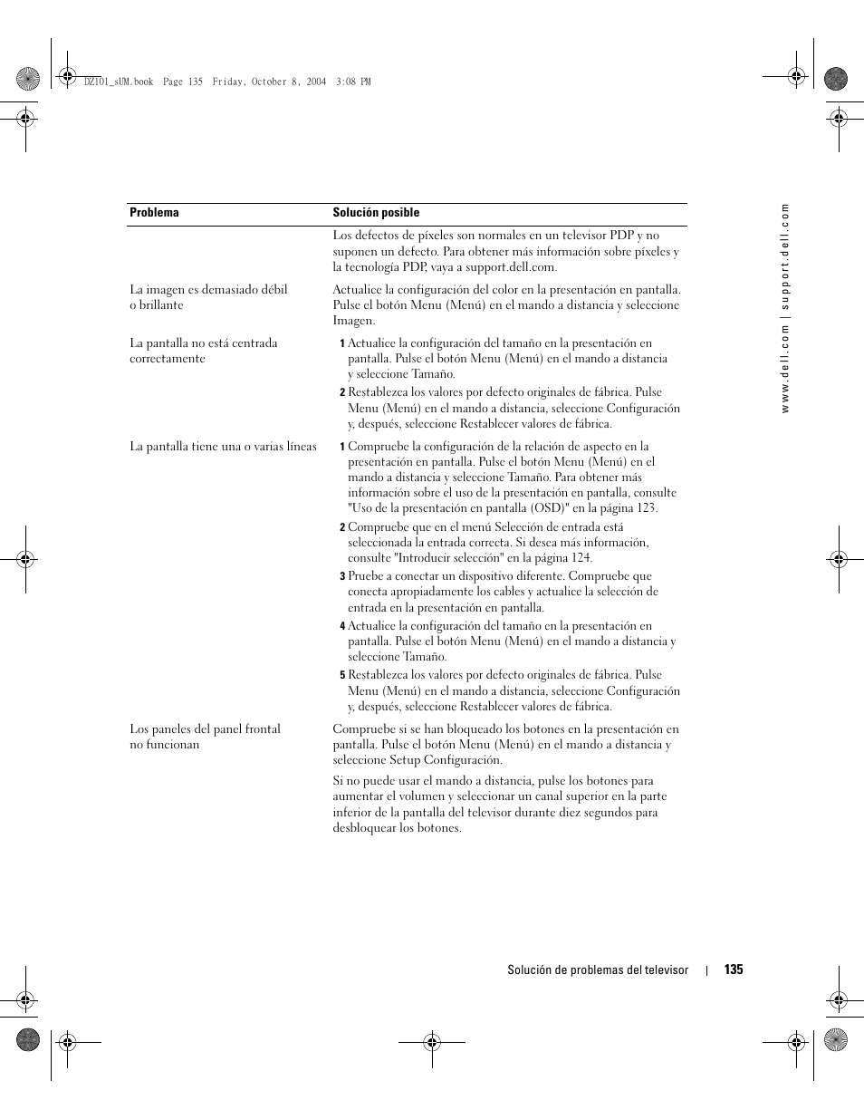 Dell LCD TV W4200 User Manual | Page 135 / 148