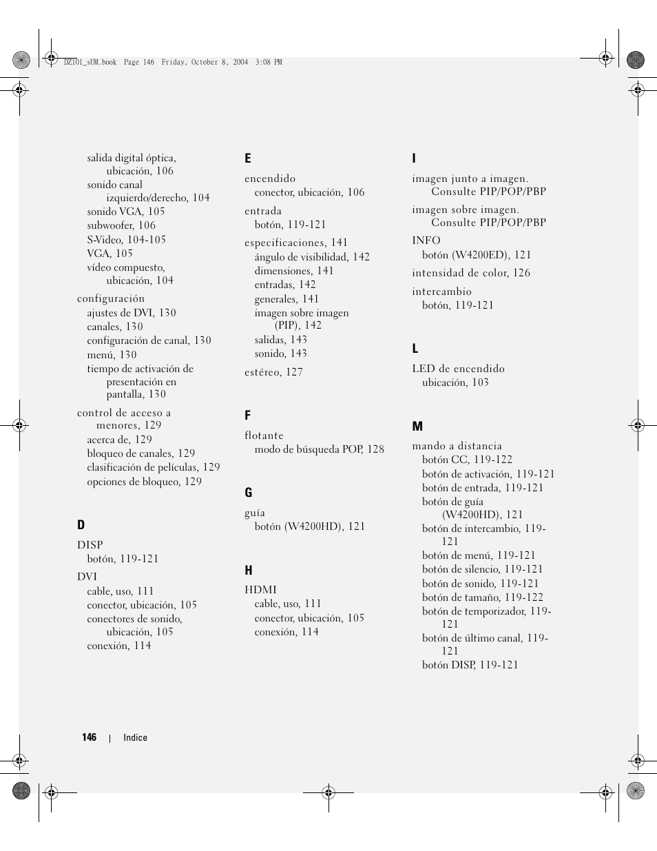 Dell LCD TV W4200 User Manual | Page 146 / 148