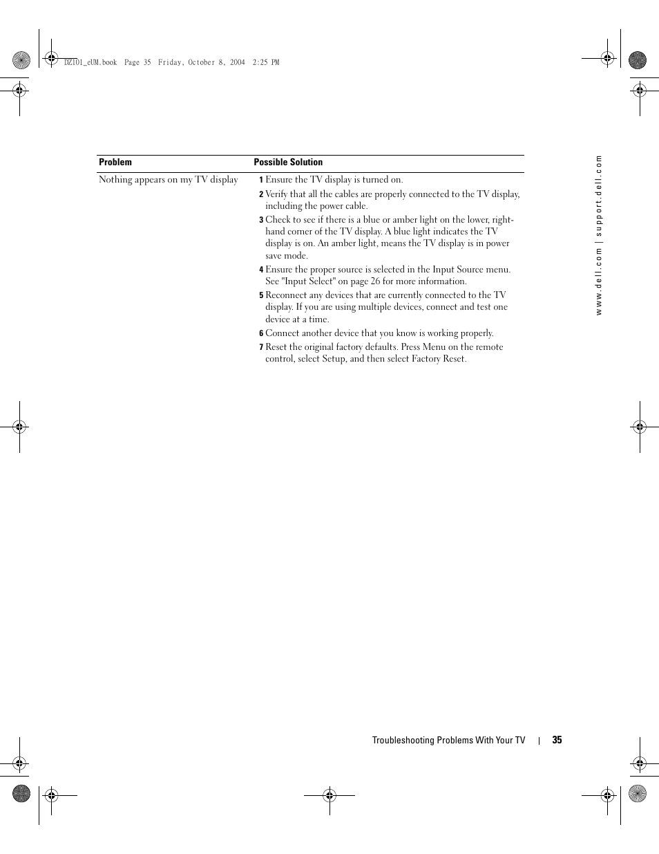 Dell LCD TV W4200 User Manual | Page 35 / 148