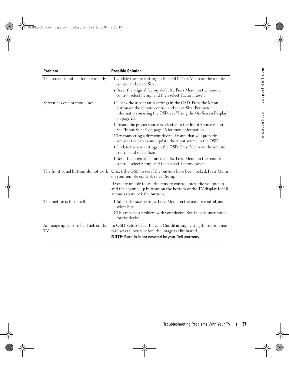 Dell LCD TV W4200 User Manual | Page 37 / 148