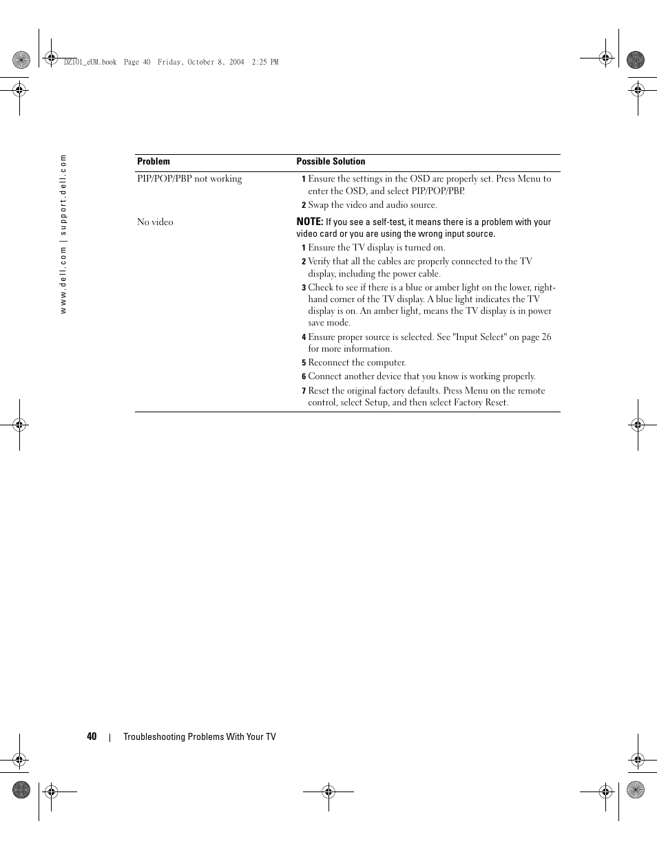 Dell LCD TV W4200 User Manual | Page 40 / 148