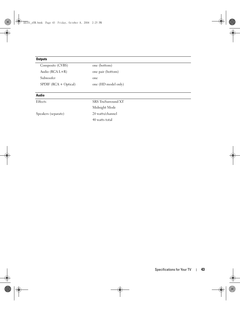 Dell LCD TV W4200 User Manual | Page 43 / 148