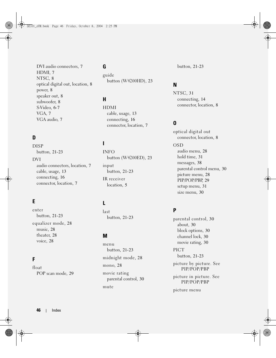 Dell LCD TV W4200 User Manual | Page 46 / 148