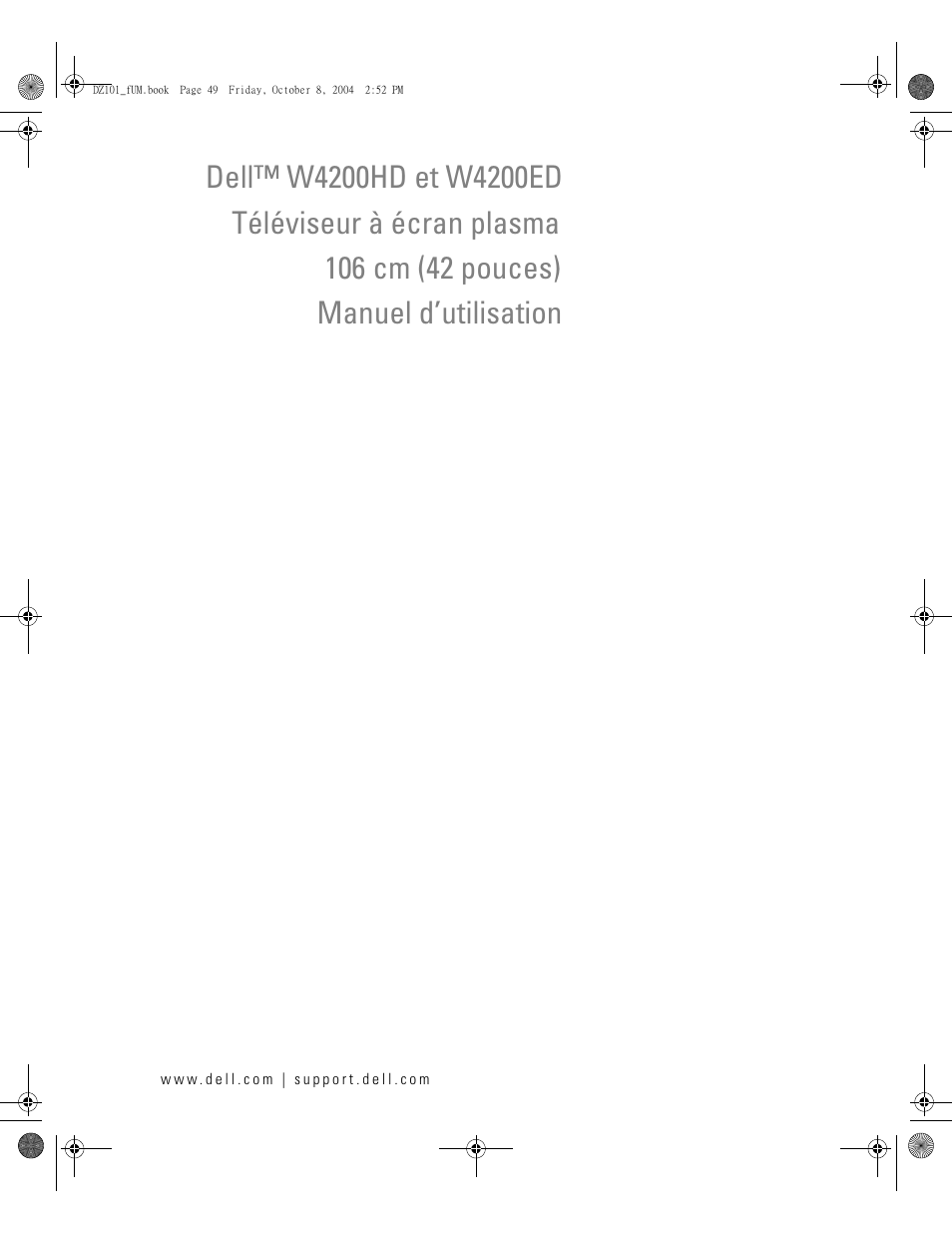 Owner's manual | Dell LCD TV W4200 User Manual | Page 49 / 148