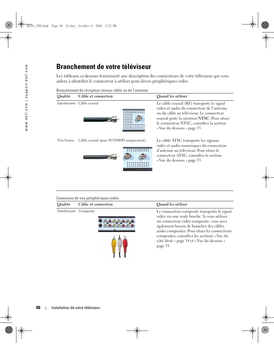 Branchement de votre téléviseur | Dell LCD TV W4200 User Manual | Page 60 / 148