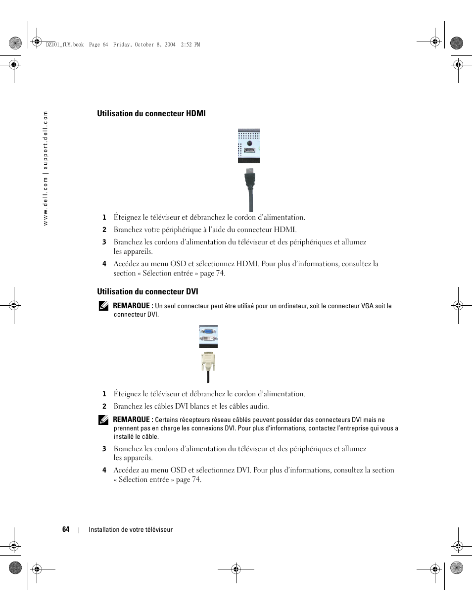 Dell LCD TV W4200 User Manual | Page 64 / 148