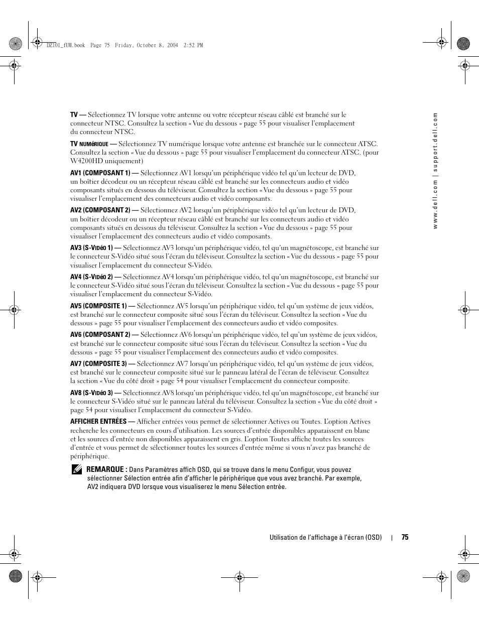 Dell LCD TV W4200 User Manual | Page 75 / 148