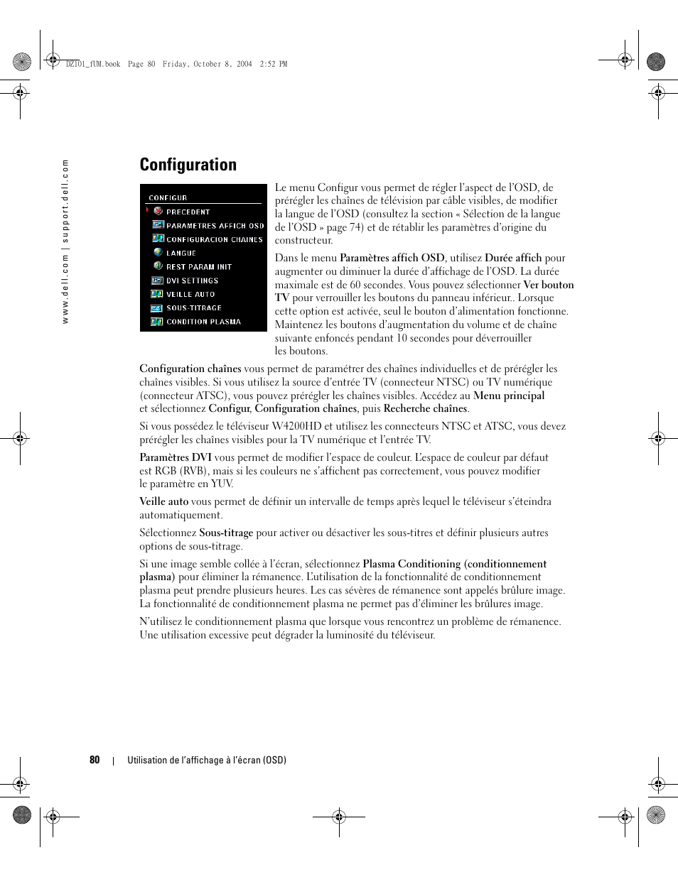Configuration | Dell LCD TV W4200 User Manual | Page 80 / 148