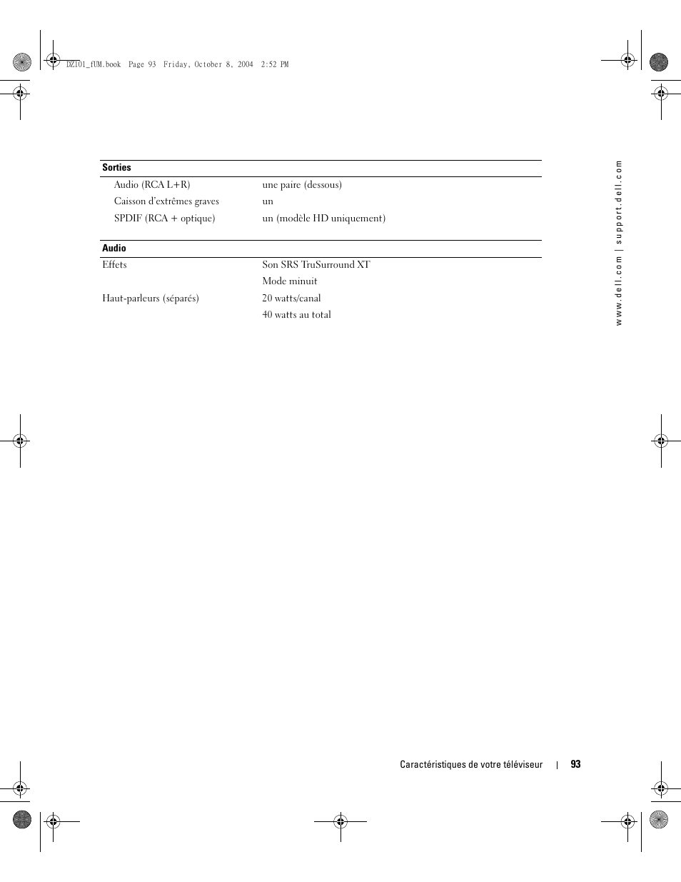 Dell LCD TV W4200 User Manual | Page 93 / 148