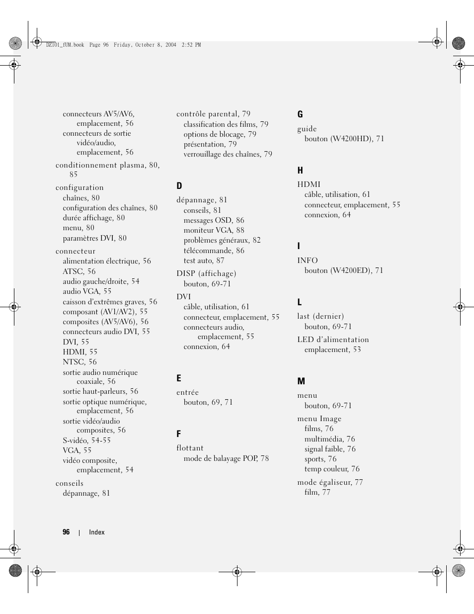 Dell LCD TV W4200 User Manual | Page 96 / 148