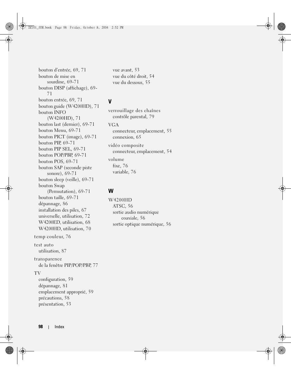 Dell LCD TV W4200 User Manual | Page 98 / 148