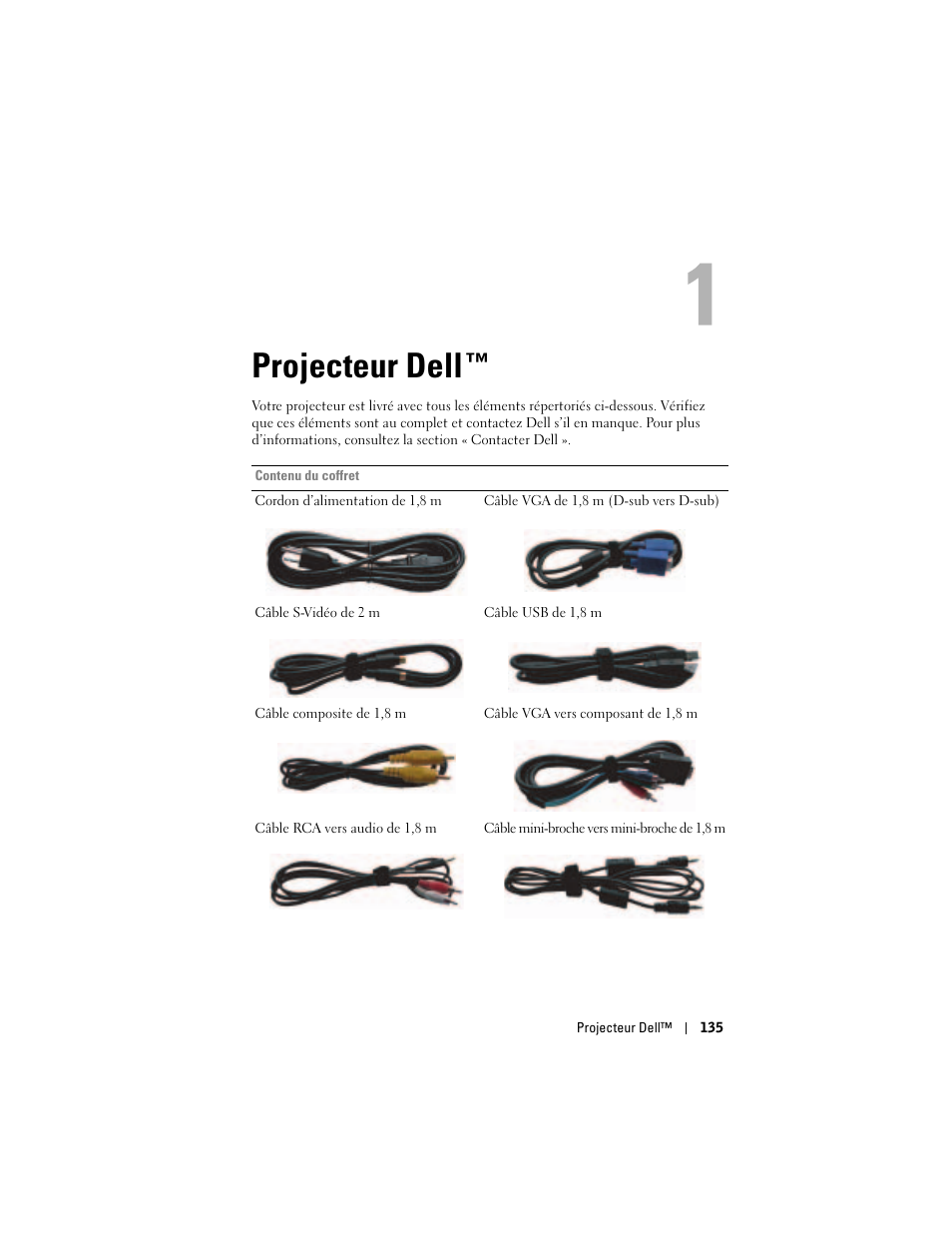 Projecteur dell, 1 projecteur dell | Dell Projector 1200MP User Manual | Page 135 / 260