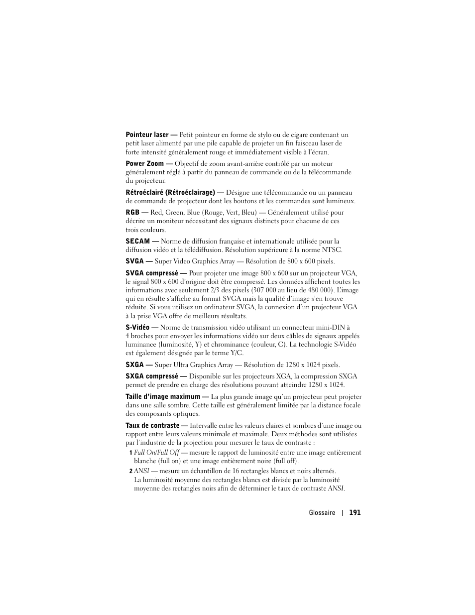 Dell Projector 1200MP User Manual | Page 191 / 260