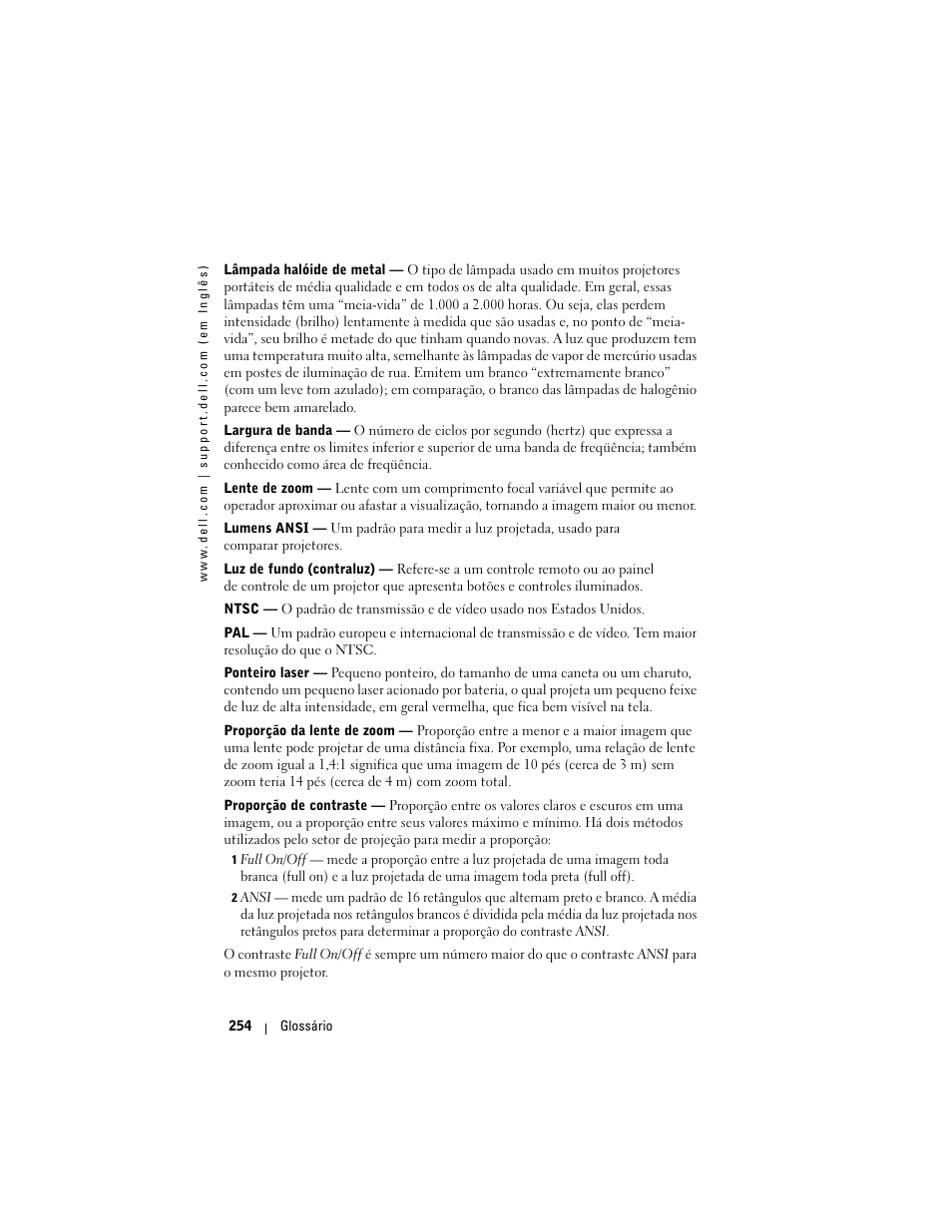 Dell Projector 1200MP User Manual | Page 254 / 260