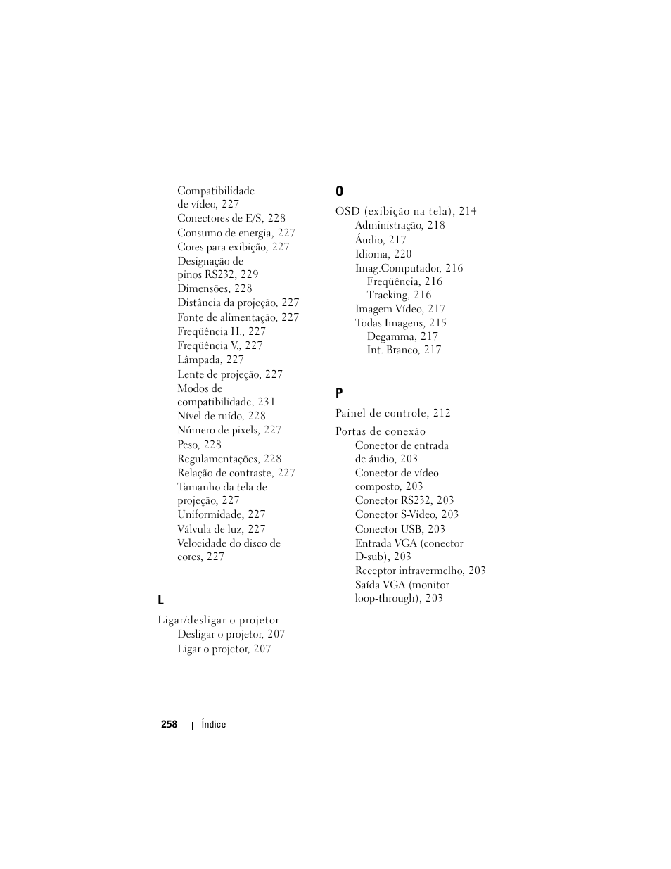 Dell Projector 1200MP User Manual | Page 258 / 260