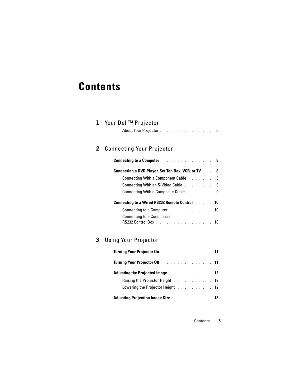 Dell Projector 1200MP User Manual | Page 3 / 260