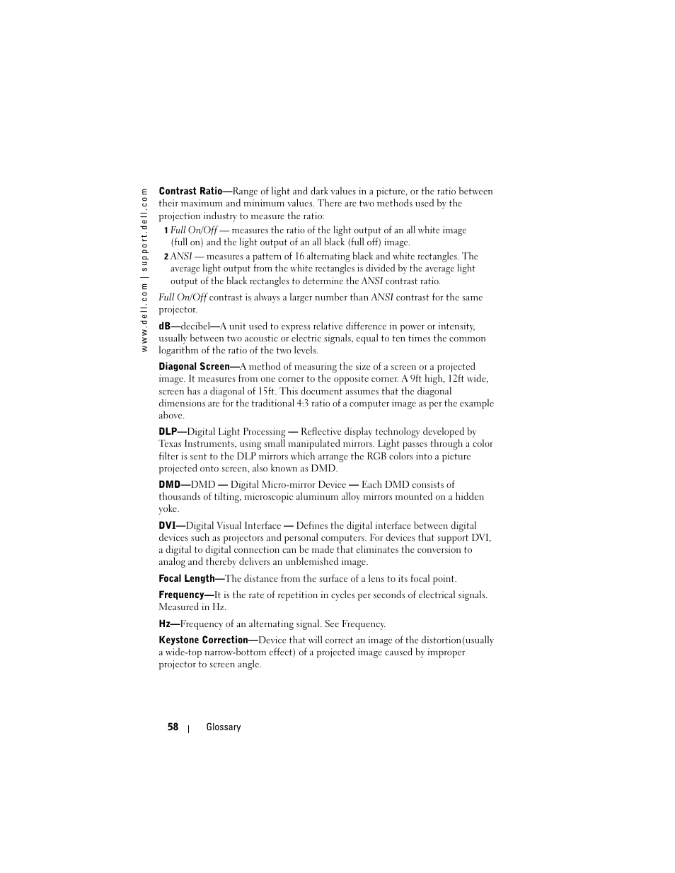 Dell Projector 1200MP User Manual | Page 58 / 260