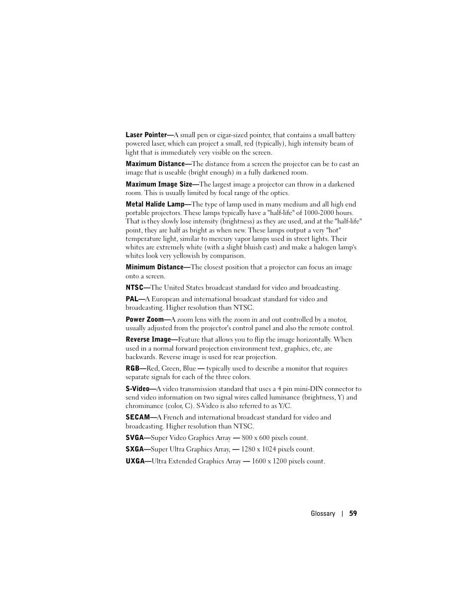 Dell Projector 1200MP User Manual | Page 59 / 260