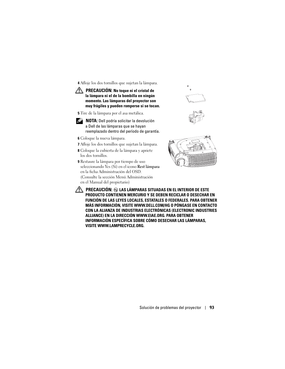 Dell Projector 1200MP User Manual | Page 93 / 260