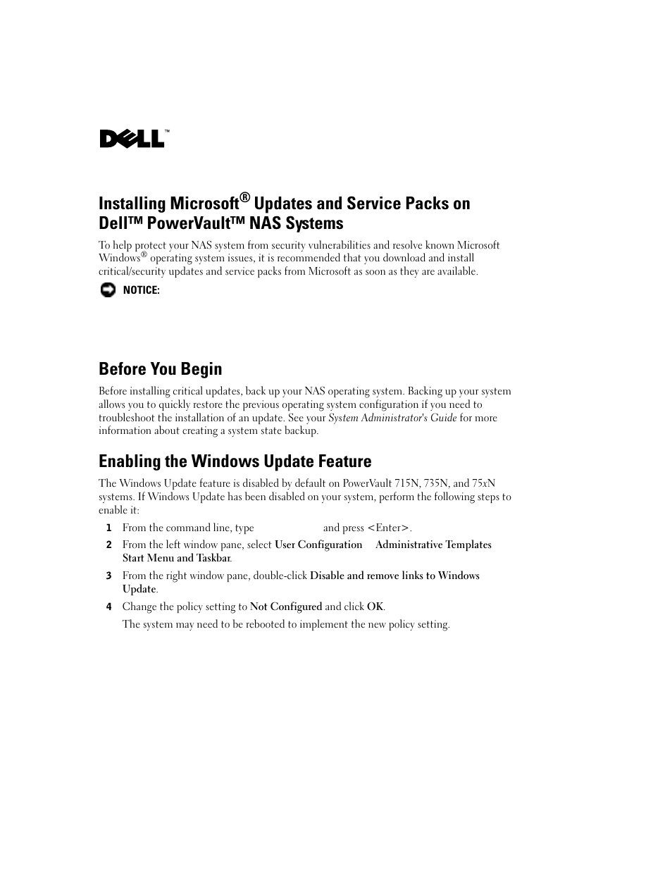 Dell PowerVault 735N (Rackmount NAS Appliance) User Manual | 10 pages