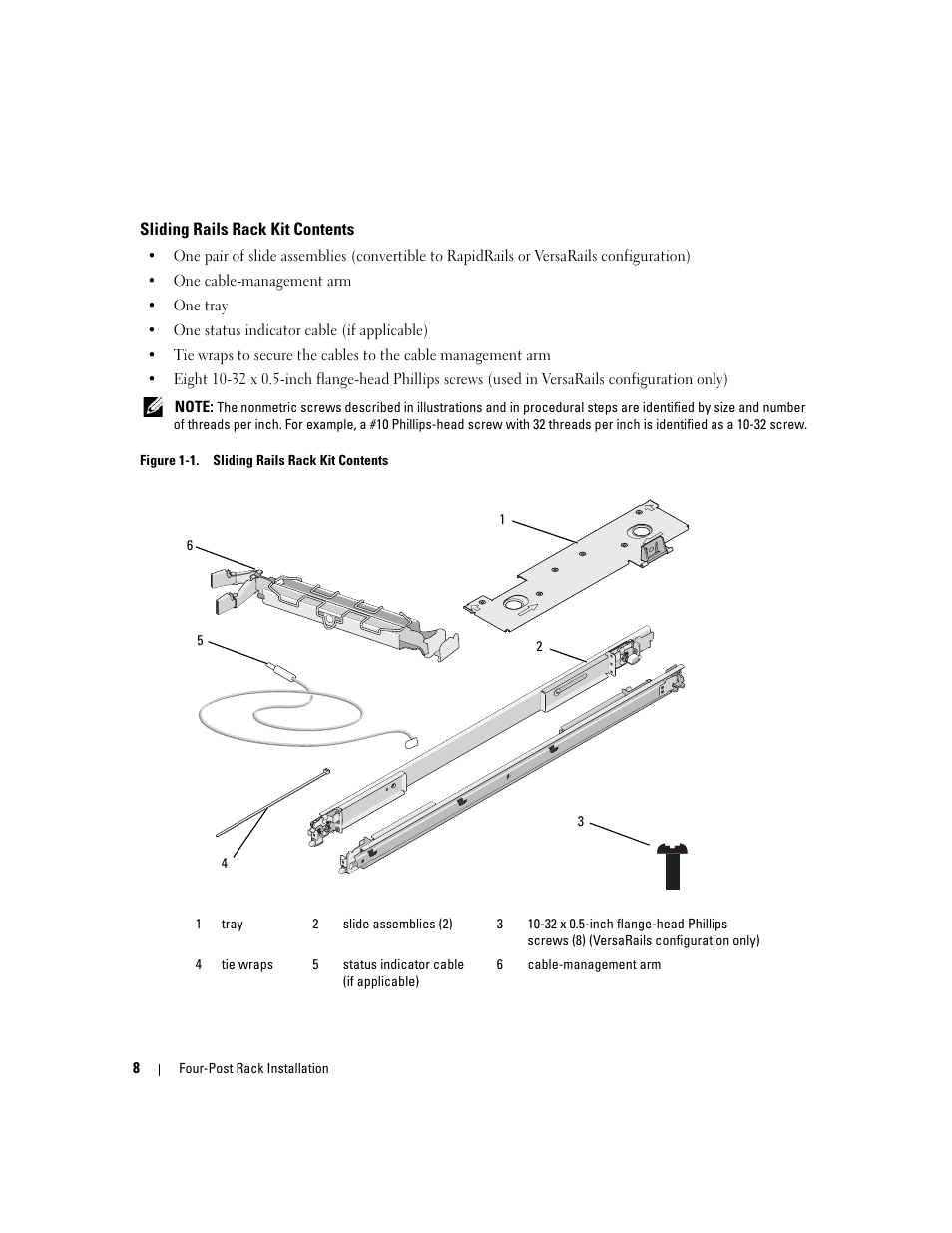 Sliding rails rack kit contents | Dell POWEREDGE 300 User Manual | Page 10 / 202