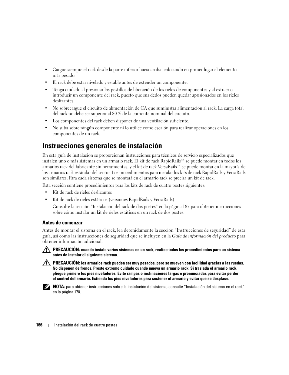 Instrucciones generales de instalación, Antes de comenzar | Dell POWEREDGE 300 User Manual | Page 168 / 202