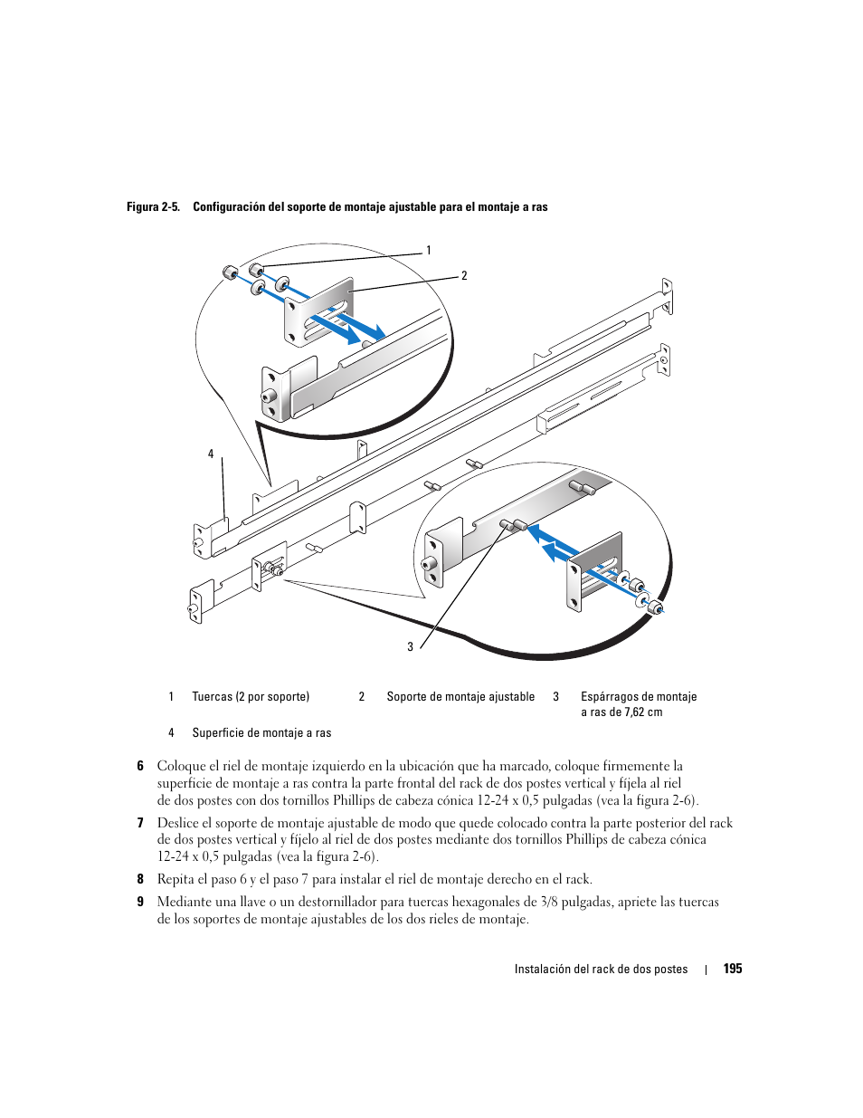 Aje orientados hacia usted (vea la figura 2-5), E ajustable (vea la figura 2-5), Vea la figura 2-5) | Dell POWEREDGE 300 User Manual | Page 197 / 202