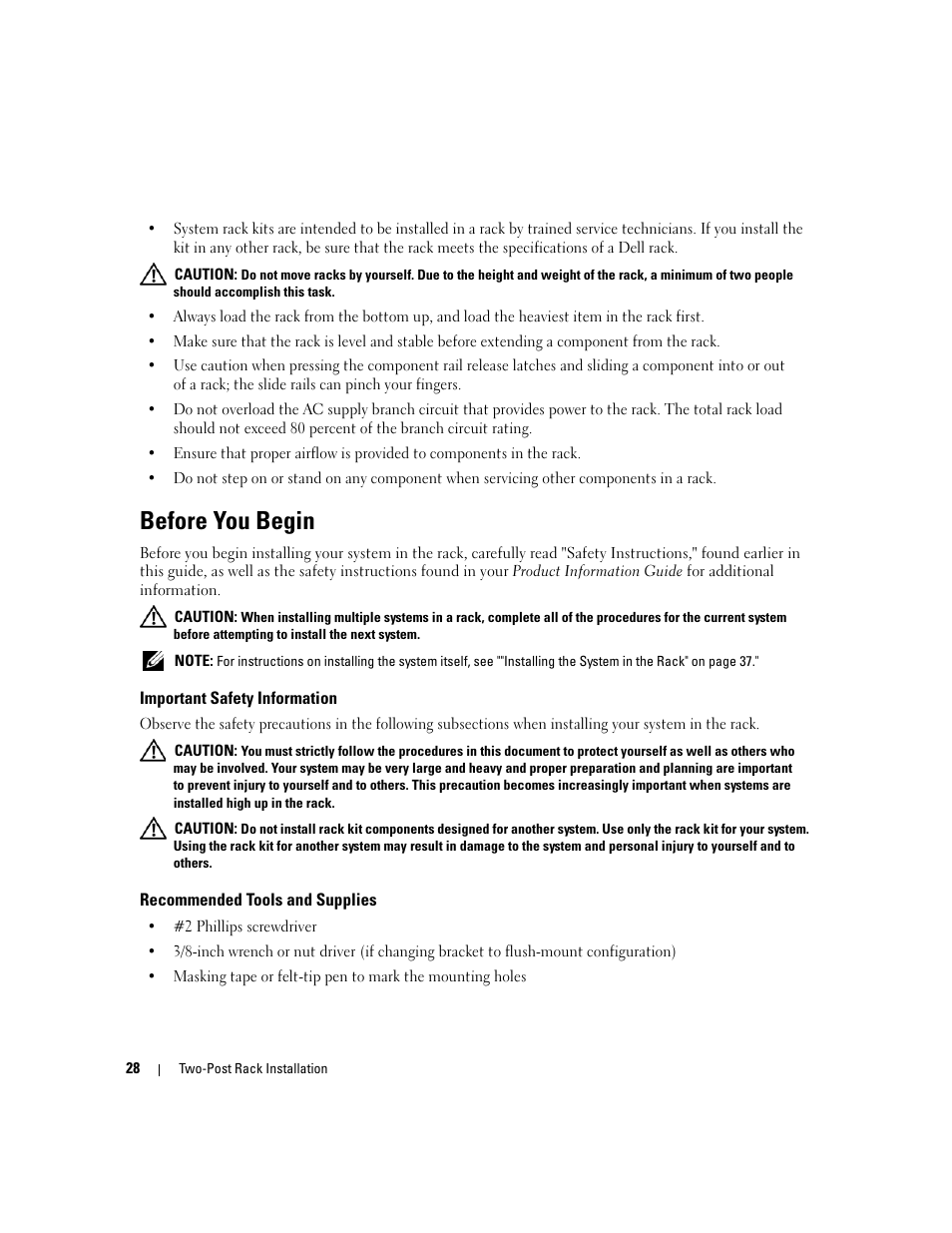 Before you begin, Important safety information, Recommended tools and supplies | Dell POWEREDGE 300 User Manual | Page 30 / 202