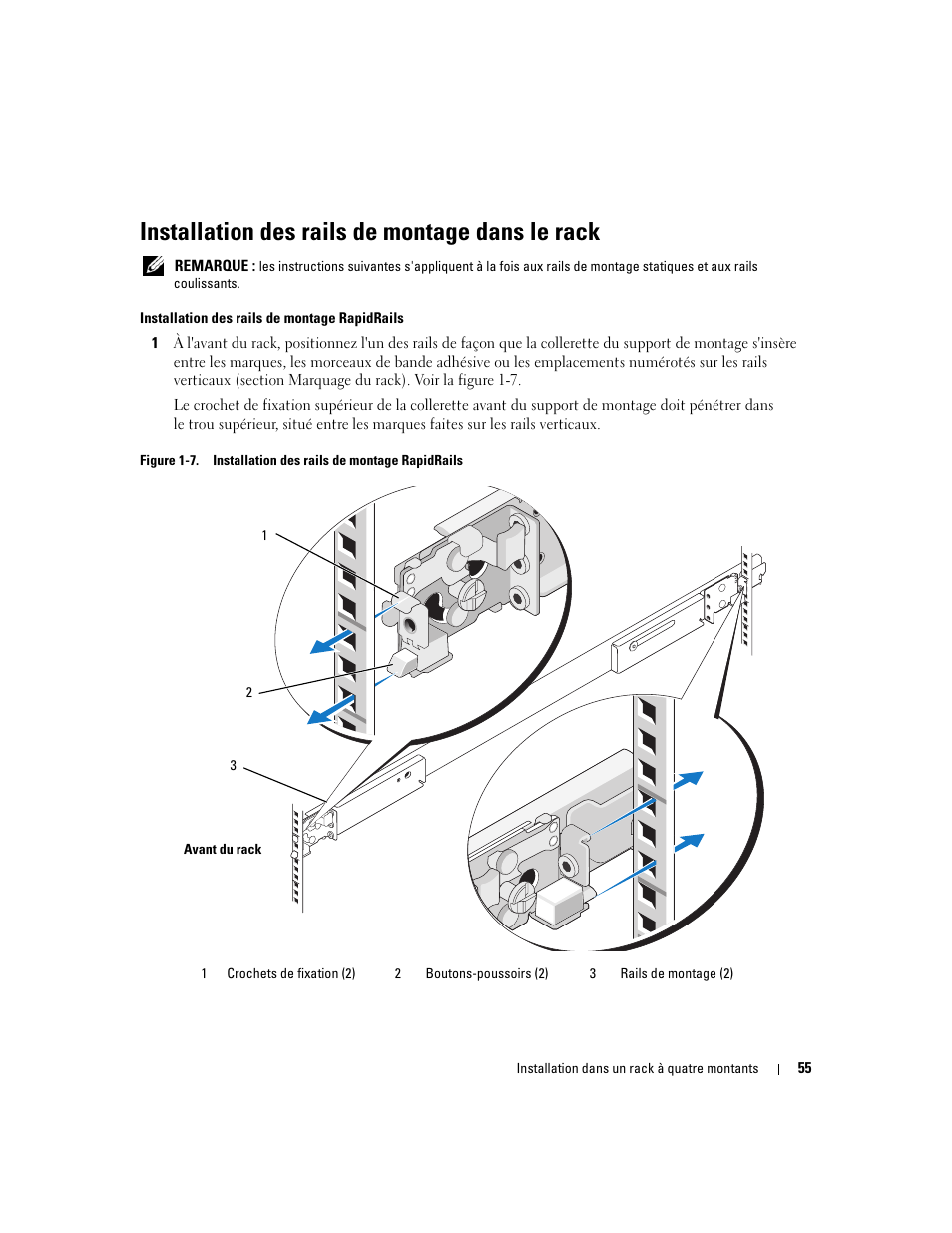 Installation des rails de montage dans le rack | Dell POWEREDGE 300 User Manual | Page 57 / 202