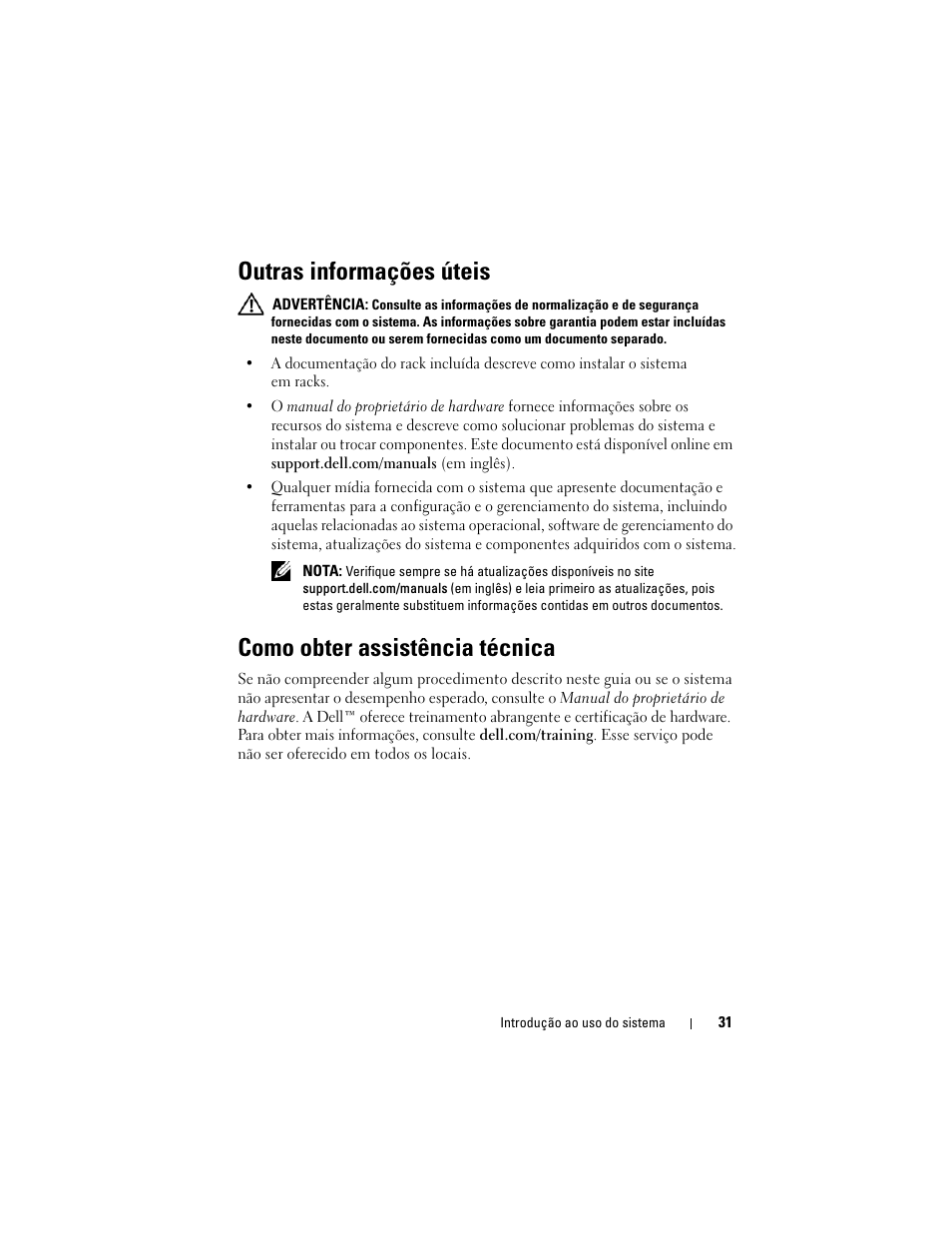 Outras informações úteis, Como obter assistência técnica | Dell PowerVault NX3100 User Manual | Page 33 / 52