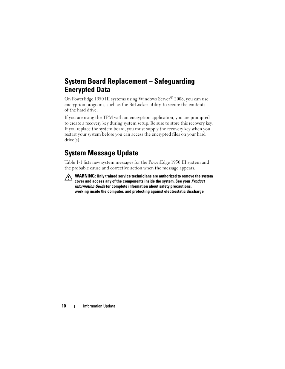 System message update | Dell POWEREDGE 1950 User Manual | Page 10 / 194