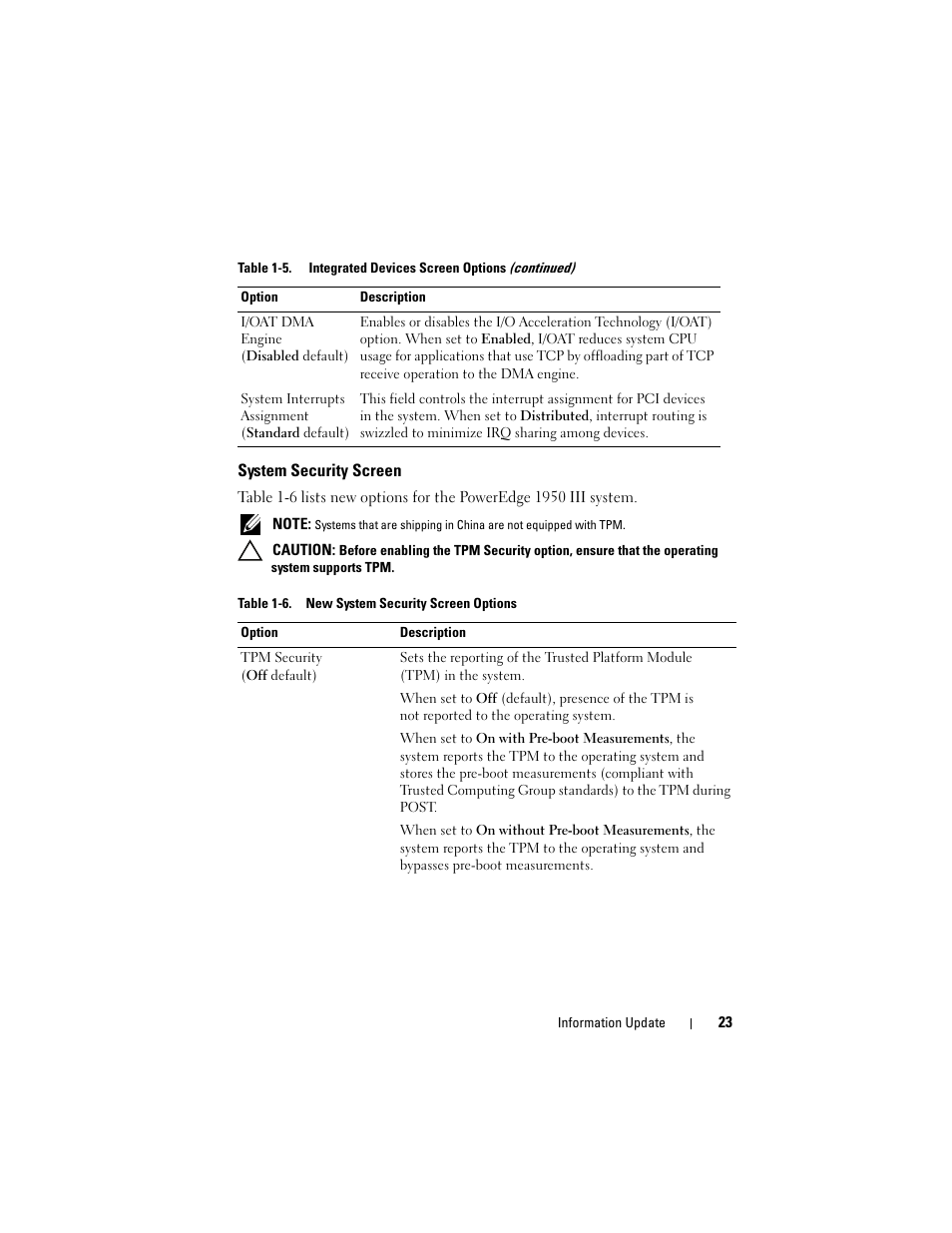 System security screen | Dell POWEREDGE 1950 User Manual | Page 23 / 194