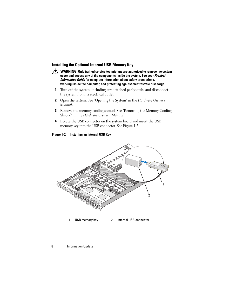 Installing the optional internal usb memory key | Dell POWEREDGE 1950 User Manual | Page 8 / 194