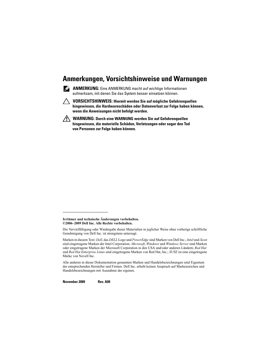 Anmerkungen, vorsichtshinweise und warnungen | Dell POWEREDGE 1950 User Manual | Page 82 / 194