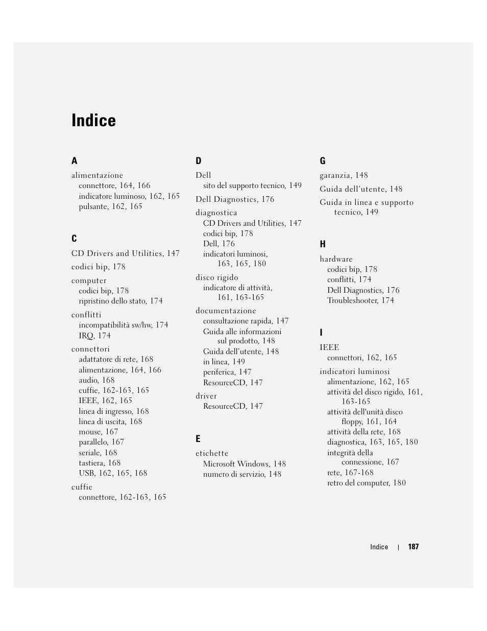 Indice | Dell Precision 390 User Manual | Page 187 / 236